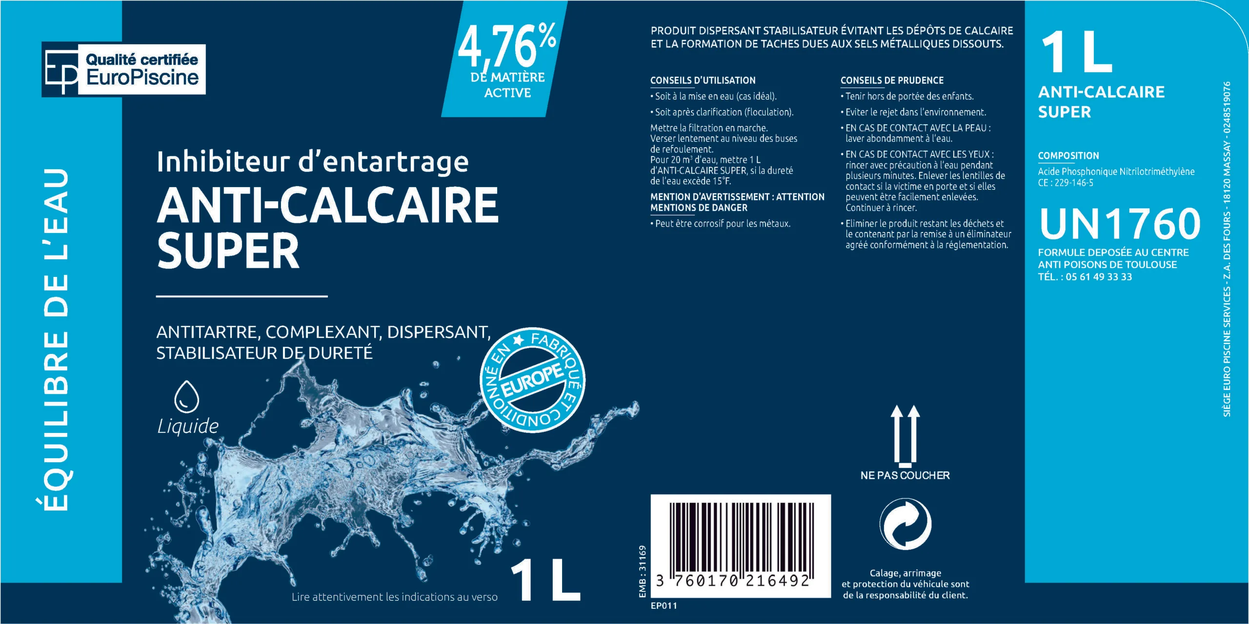 ANTI-CALCAIRE SUPER 1 LITRE