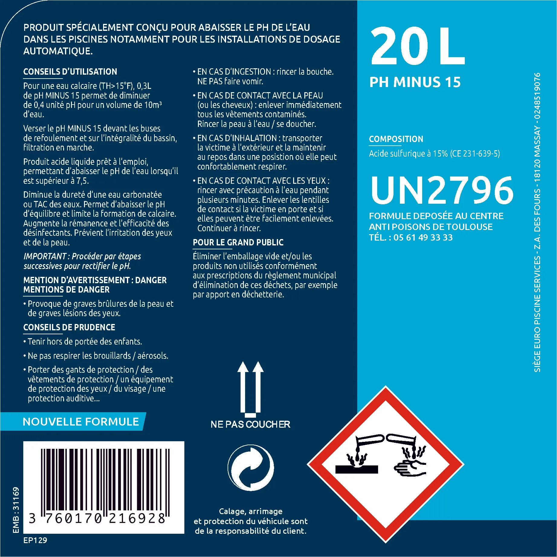 PH MINUS 15 renforcé multi-acides 20 LITRES