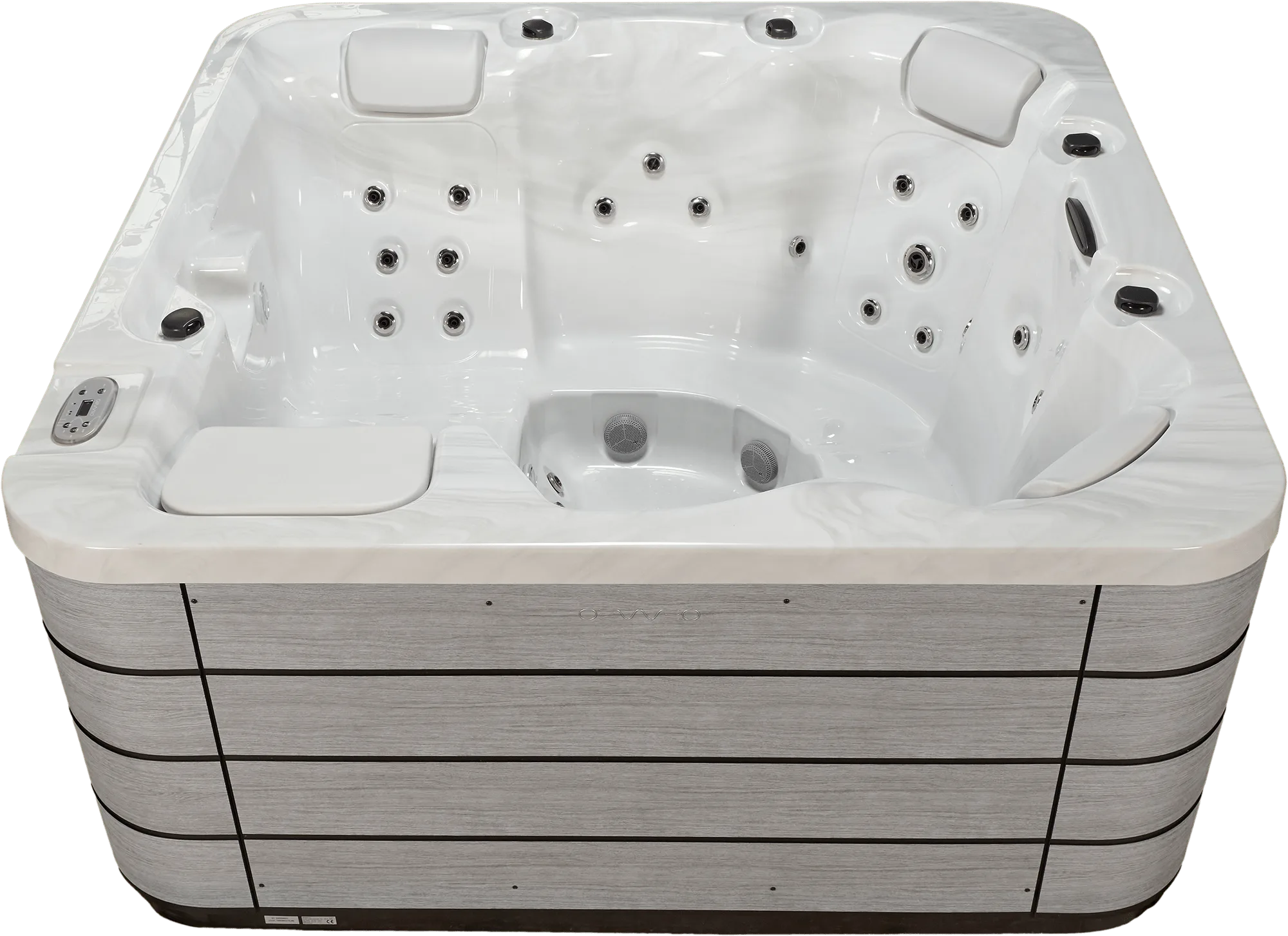 Spa OEWEO Confort 5, modèle familial avec 5 places, dont 1 allongée, et jets massants.
