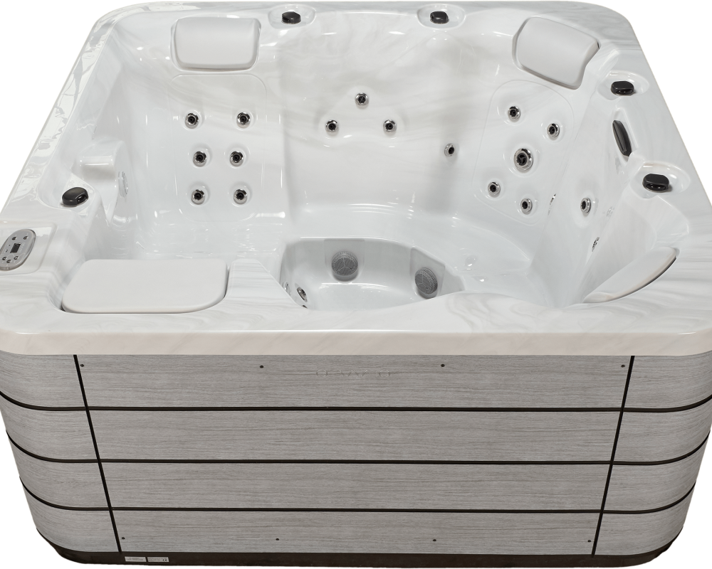 Spa OEWEO Confort 5, modèle familial avec 5 places, dont 1 allongée, et jets massants.