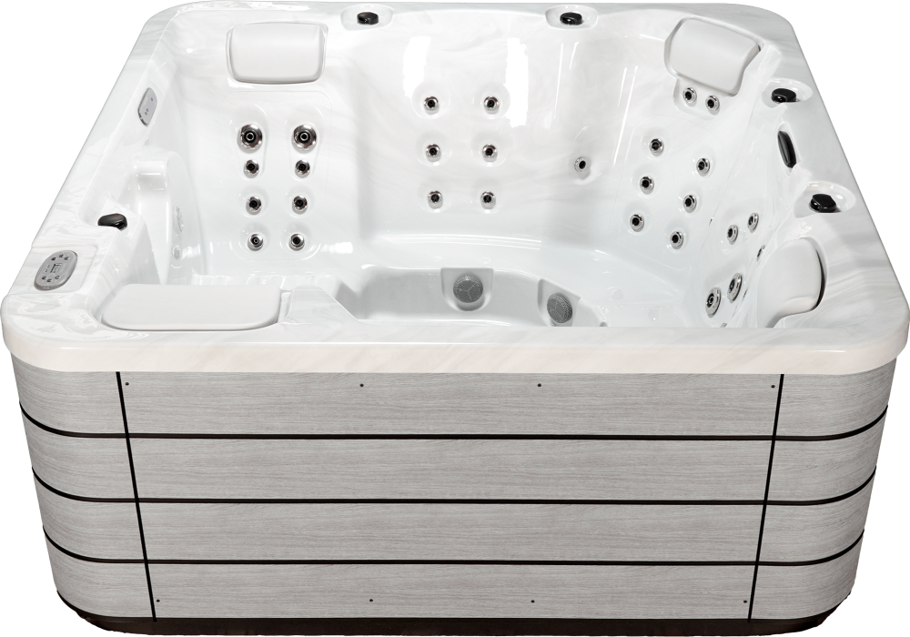 Spa OEWEO Confort XL5+ avec 5 places, dont 2 allongées, et 56 jets de massage.
