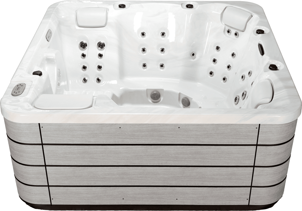 Spa OEWEO Confort XL5+ avec 5 places, dont 2 allongées, et 56 jets de massage.